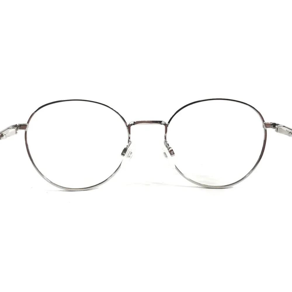 Editor Eyeglasses Frames Thadd BLACK/SILVER Polished Round Wire Rim 50-18-145